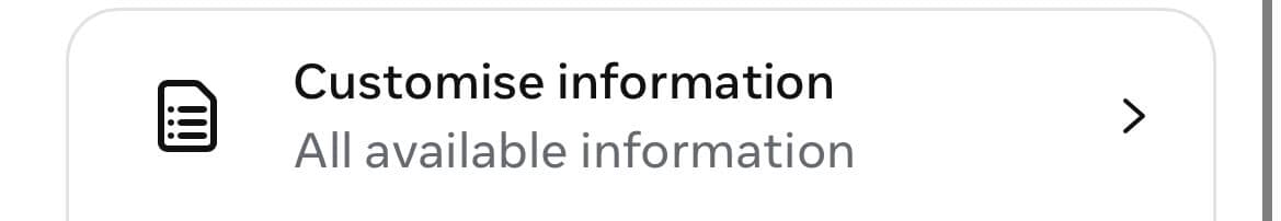 Pilihan Customise information